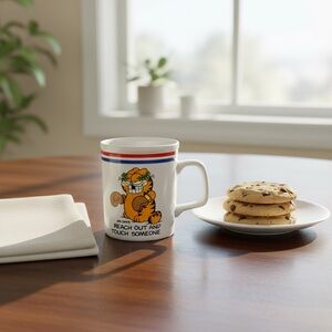 Enesco Garfield Cat Coffee Cup Olympic Boxing Boxer 1978 Cartoon Ceramic Mug